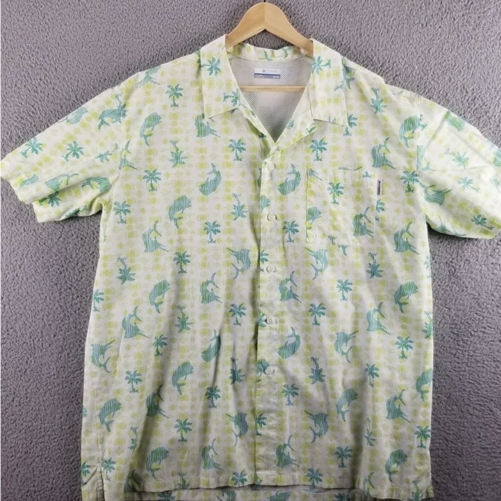 COLUMBIA PFG VENTED TROPICAL PRINT BUTTON DOWN SHIRT SIZE XL